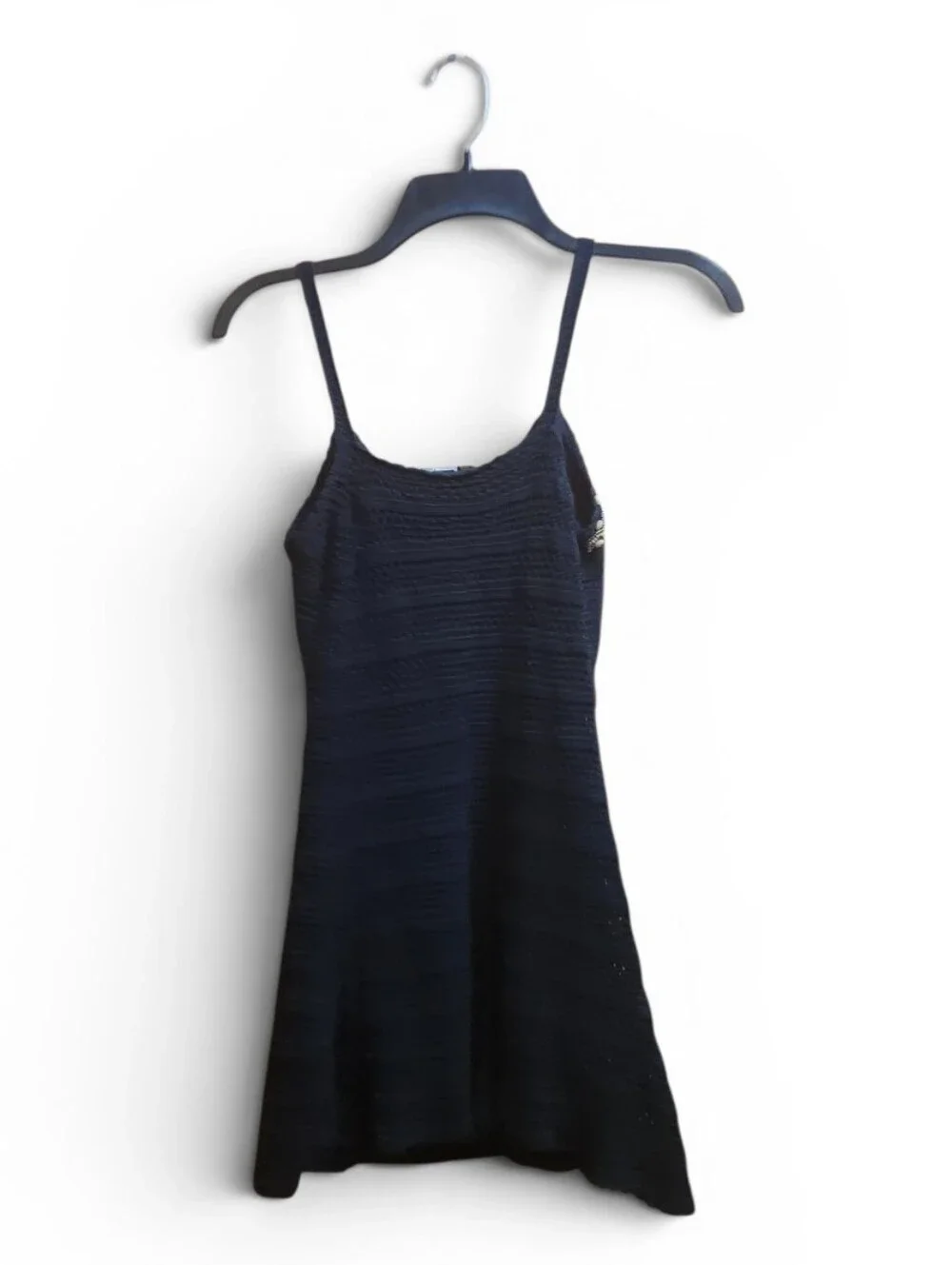 Black Crochet Spaghetti Strap Tank with Gold Trim